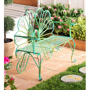 Green metal 2024 garden bench